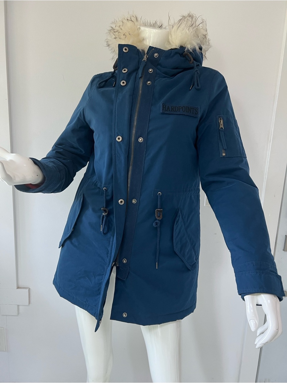 Vintage 90s Women’s Utility Parka with Faux Fur Hood quilted lining size Medium